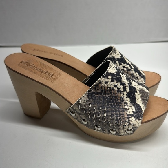 Jeffrey Campbell Dlight Chunky Heels Clogs Mules Leather Sandal Snakeskin Size 7 - Picture 6 of 9